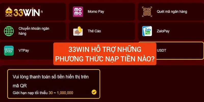 hình thức nạp tiền 33win.beer